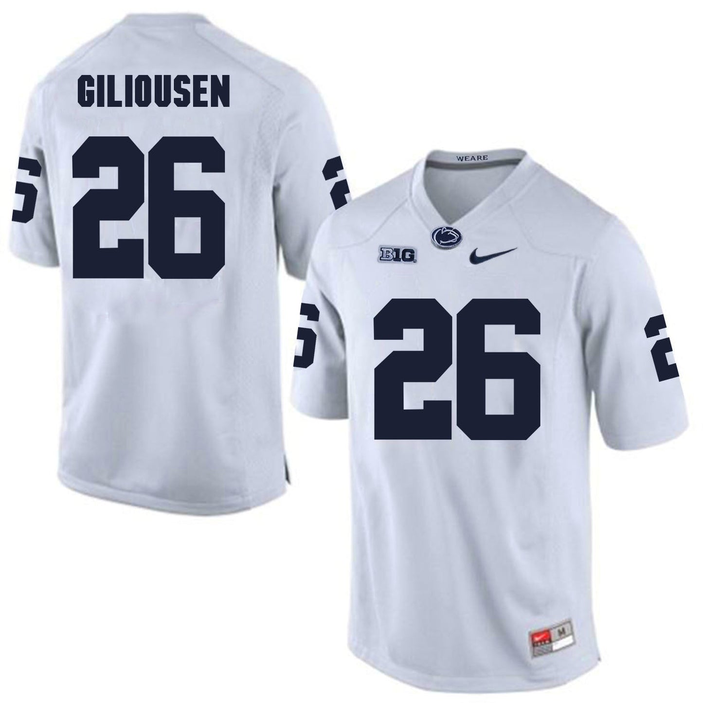 Penn State GILIOUSEN 26 White College Football Jersey football jersey product view 1