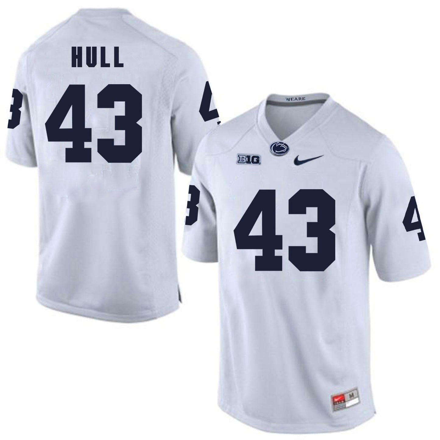 Penn State Mike Hull 43 White College Football Jersey football jersey product view 1