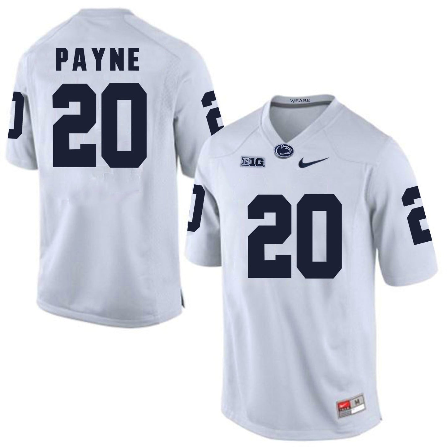 Penn State PAYNE 20 White College Football Jersey football jersey product view 1