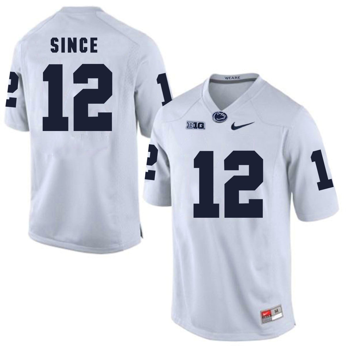 Penn State SINCE 12 White College Football Jersey football jersey product view 1