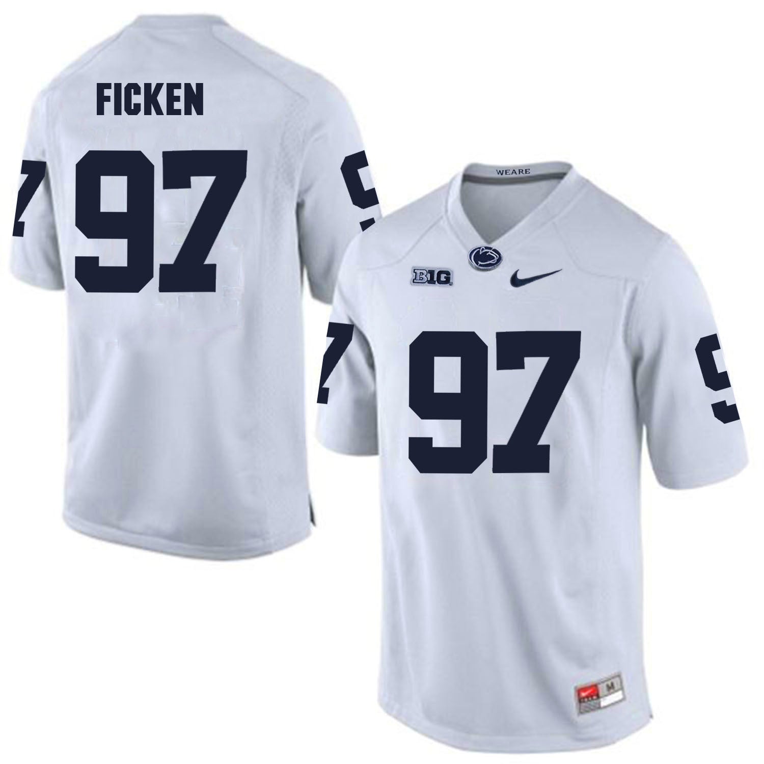 Penn State Sam Ficken 97 White College Football Jersey football jersey product view 1