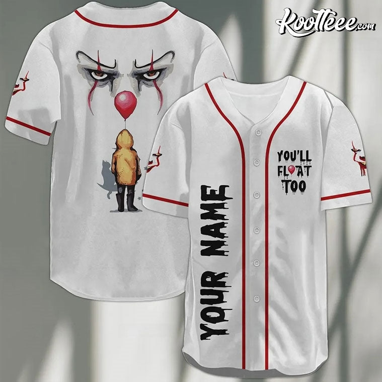 Pennywise You’ll Float Too It Movie Custom Baseball Jersey baseball jersey product view 1