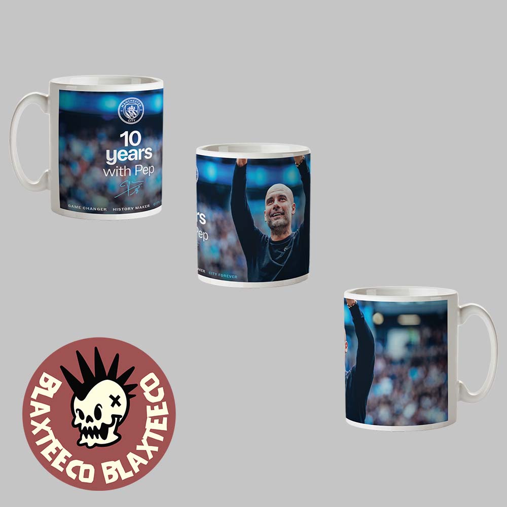 Pep Guardiola Manchester City Tribute 10 Years With Pep Ceramic Mug Unisex T-shirt, Sweatshirt, Hoodie, Long Sleeve Tee - T-Shirt, Sweatshirt, Hoodie