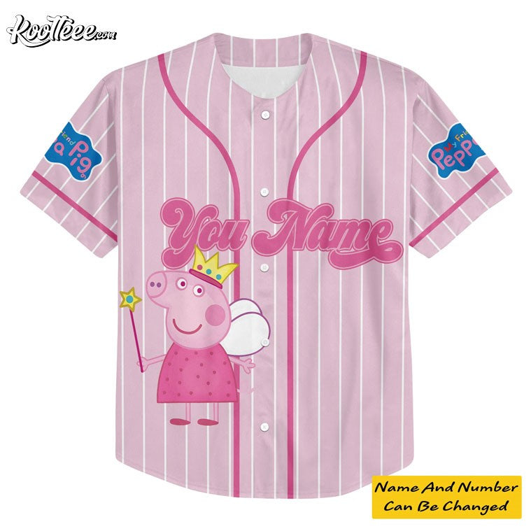 Peppa Pig Personalized Kids Baseball Jersey baseball jersey product view 3