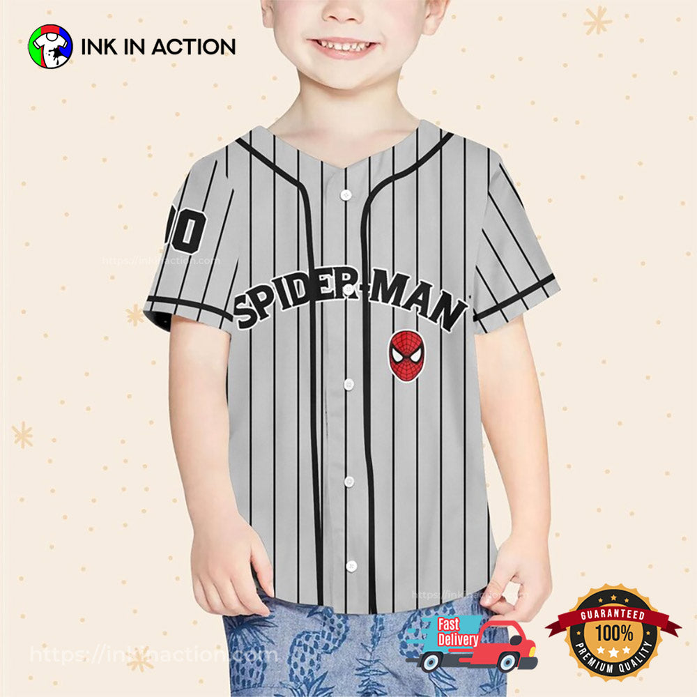 Personalize Spiderman Striped Black Baseball Jersey baseball jersey product view 1