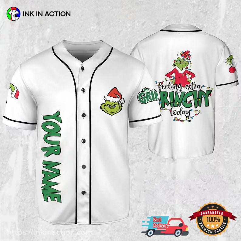 Personalize The Grinch Feeling Extra, Grinch Baseball Jersey baseball jersey product view 1