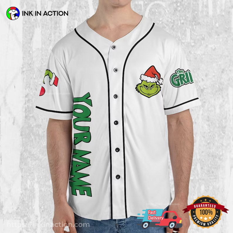 Personalize The Grinch Feeling Extra Grincy Today Baseball Jersey baseball jersey product view 1