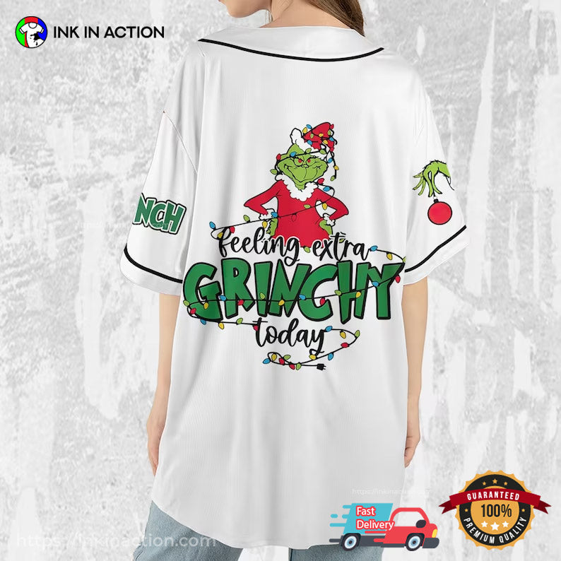 Personalize The Grinch Feeling Extra Grincy Today Baseball Jersey baseball jersey product view 2