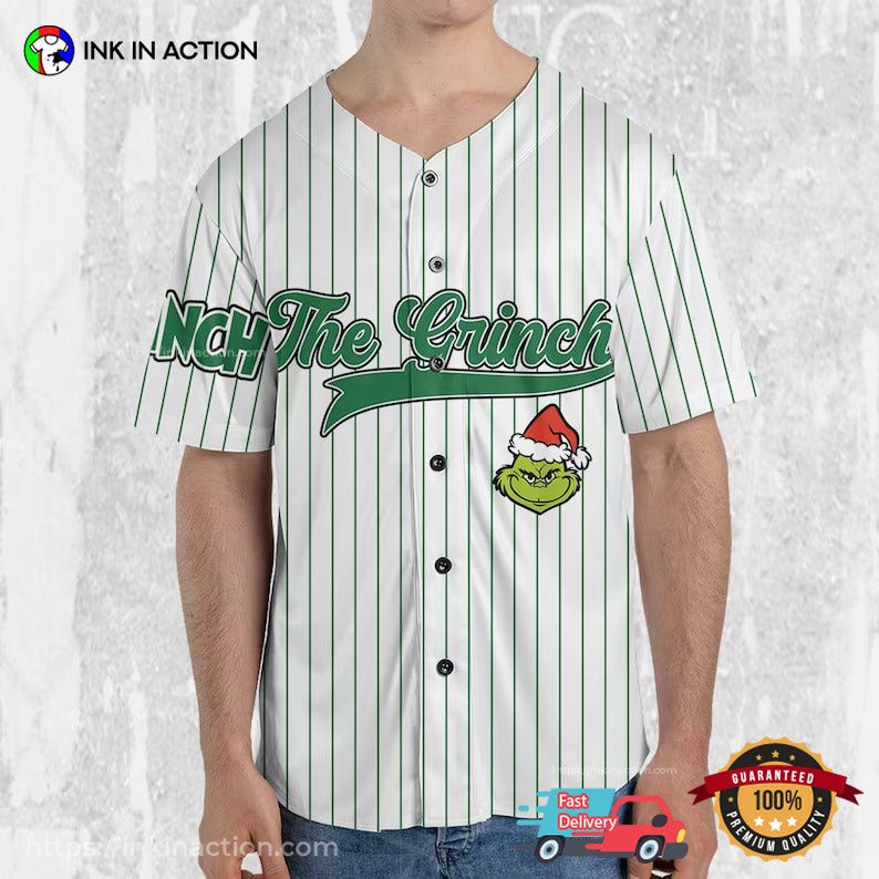 Personalize Christmas Grinch Baseball Jersey baseball jersey product view 1