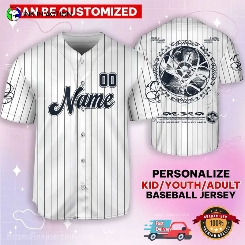 Personalized Aespa Armageddon Album White Baseball Jersey baseball jersey product view 1