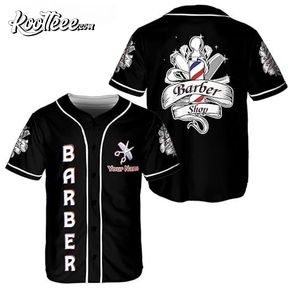 Personalized Barber Shop Baseball Jersey baseball jersey product view 1