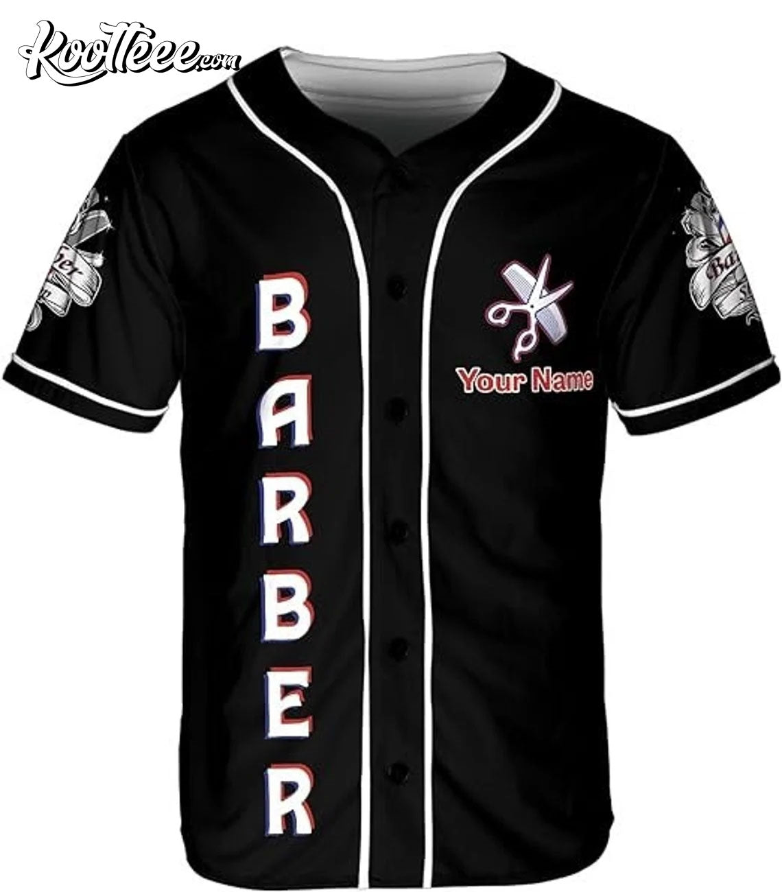 Personalized Barber Shop Baseball Jersey baseball jersey product view 2