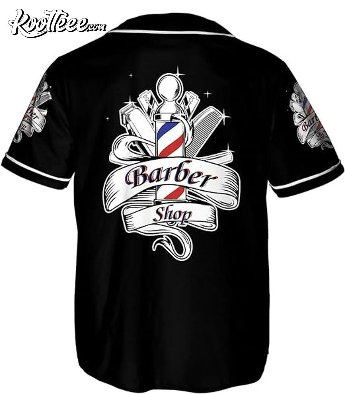 Personalized Barber Shop Baseball Jersey baseball jersey product view 3