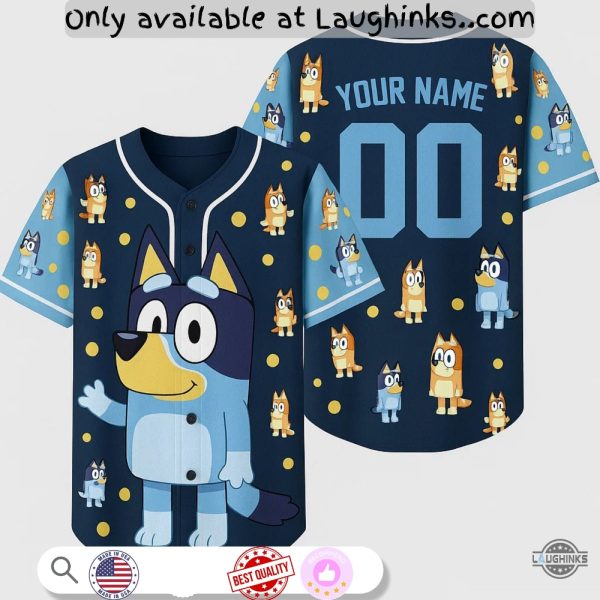 Personalized Bluey Baseball Jersey Shirt Full Printed baseball jersey product view 1