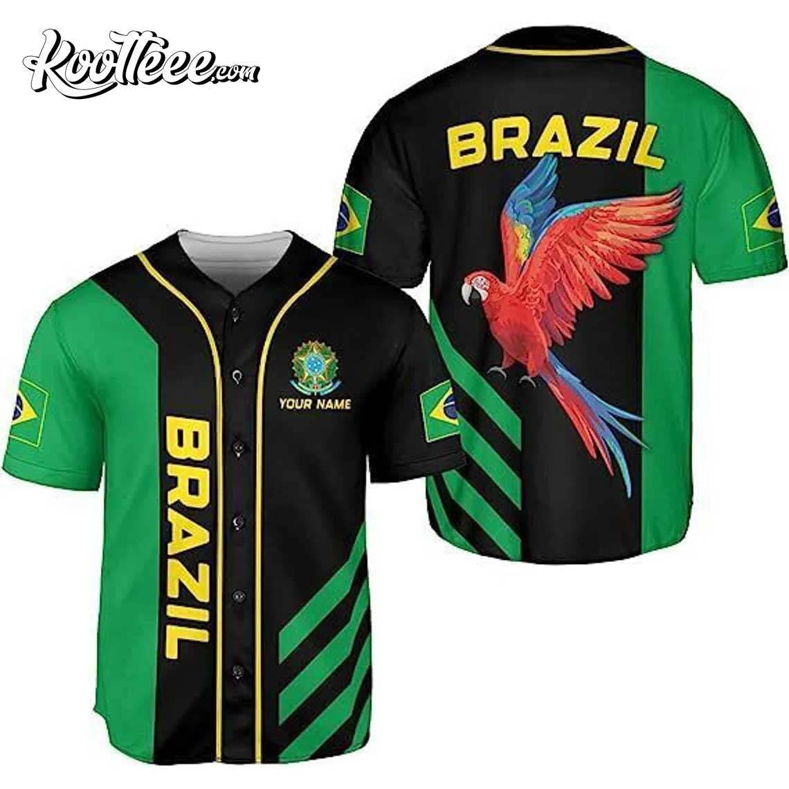 Personalized Brazil Bandeira Baseball Jersey baseball jersey product view 1