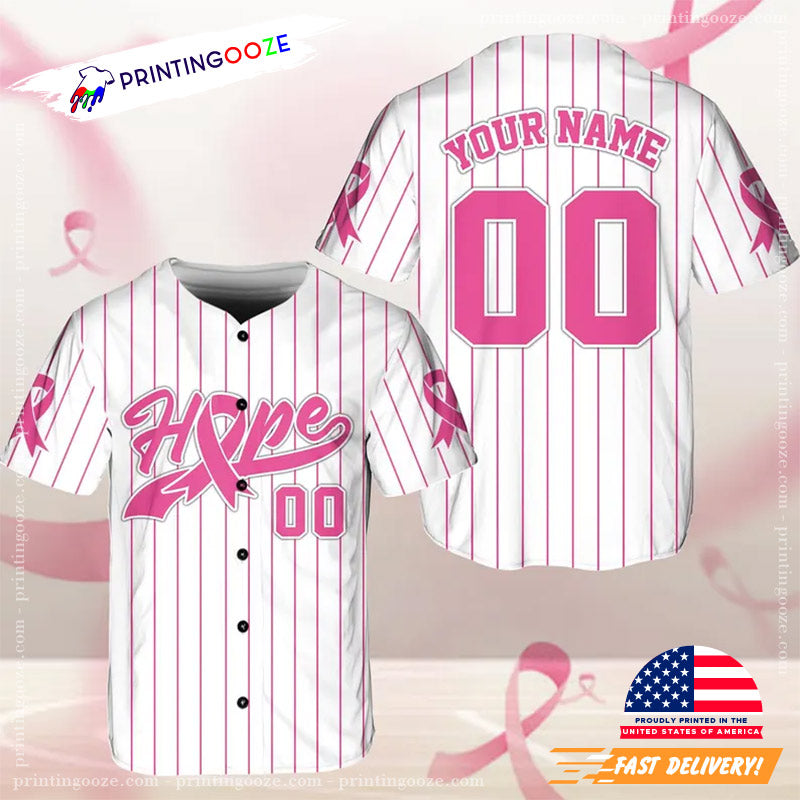 Personalized Breast Cancer Baseball Jersey baseball jersey product view 1