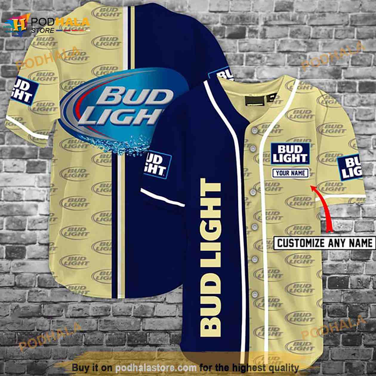 Personalized Bud Light 3D Baseball Jersey baseball jersey product view 1