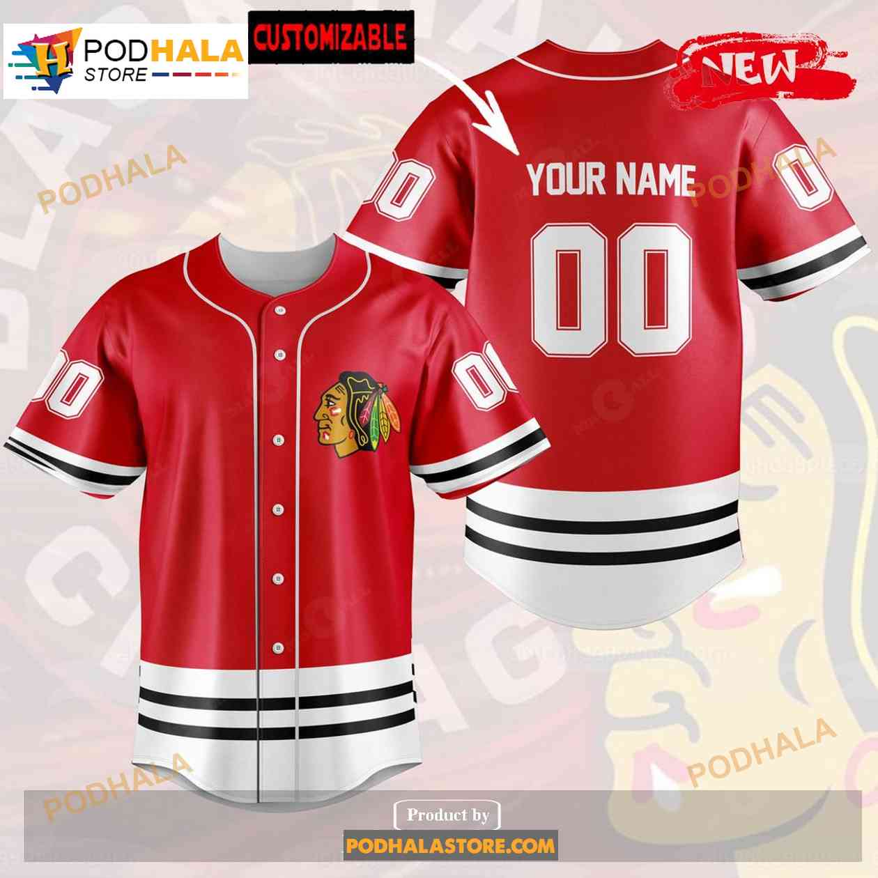 Personalized Chicago Blackhawks Sport Design For Fans Baseball Jersey baseball jersey product view 1