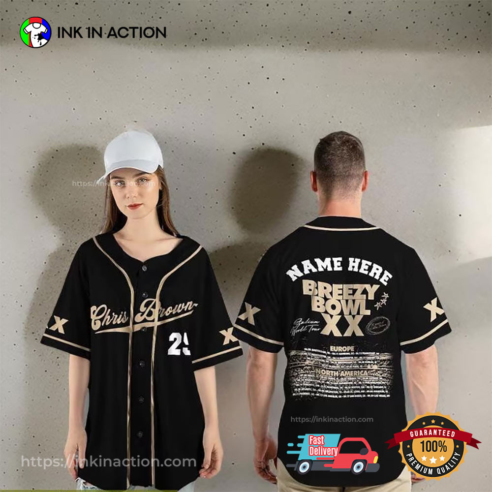 Personalized Chris Breezy Breezy Bowl XX Baseball Jersey baseball jersey product view 1