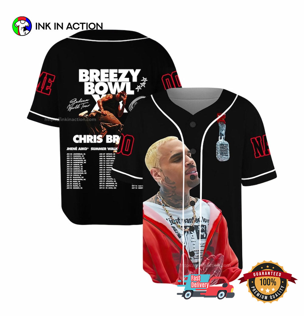 Personalized Chris Brown Breezy Bowl Baseball Jersey baseball jersey product view 1