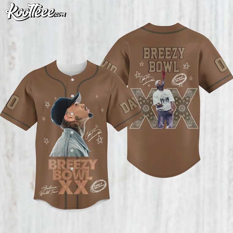 Personalized Chris Brown Breezy Bowl XX Brown Baseball Jersey baseball jersey product view 1