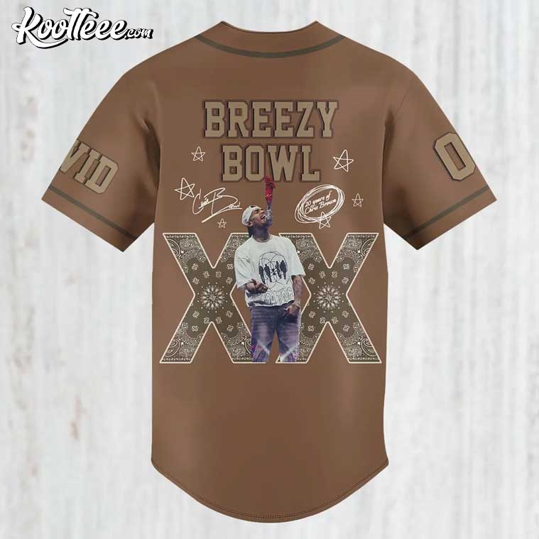 Personalized Chris Brown Breezy Bowl XX Brown Baseball Jersey baseball jersey product view 3