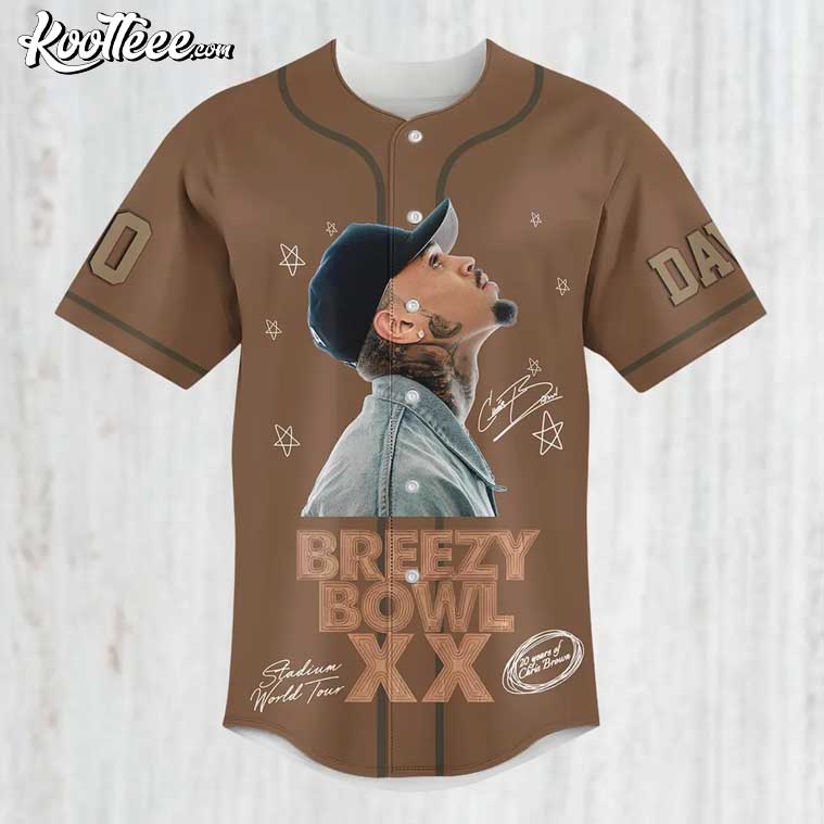 Personalized Chris Brown Breezy Bowl XX Brown Baseball Jersey baseball jersey product view 2