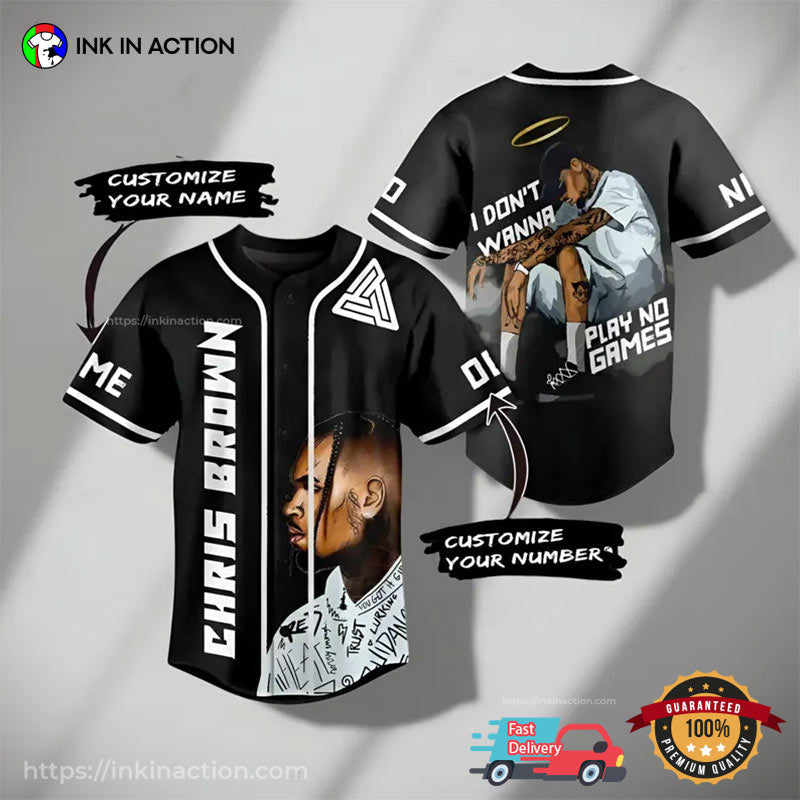Personalized Chris Brown I Don’t Wanna Play No Games Black Baseball Jersey baseball jersey product view 2