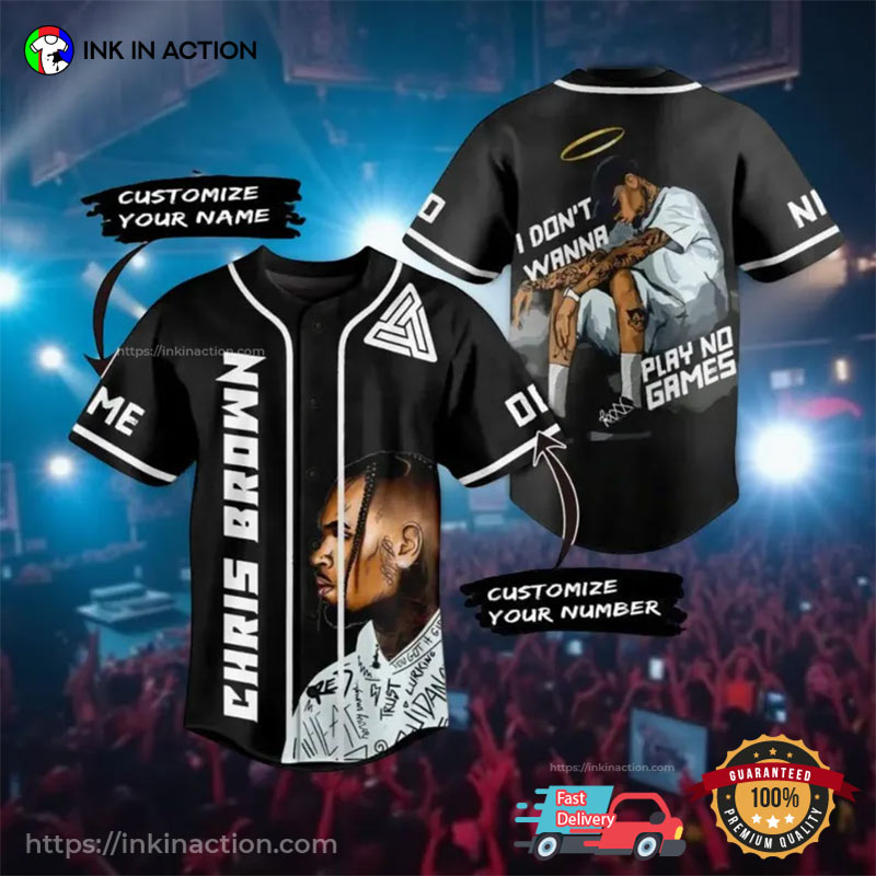Personalized Chris Brown I Don’t Wanna Play No Games Black Baseball Jersey baseball jersey product view 1