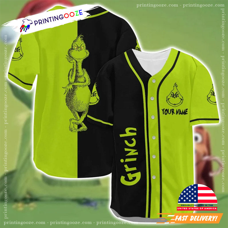 Personalized Christmas Grinch Baseball Jersey baseball jersey product view 1