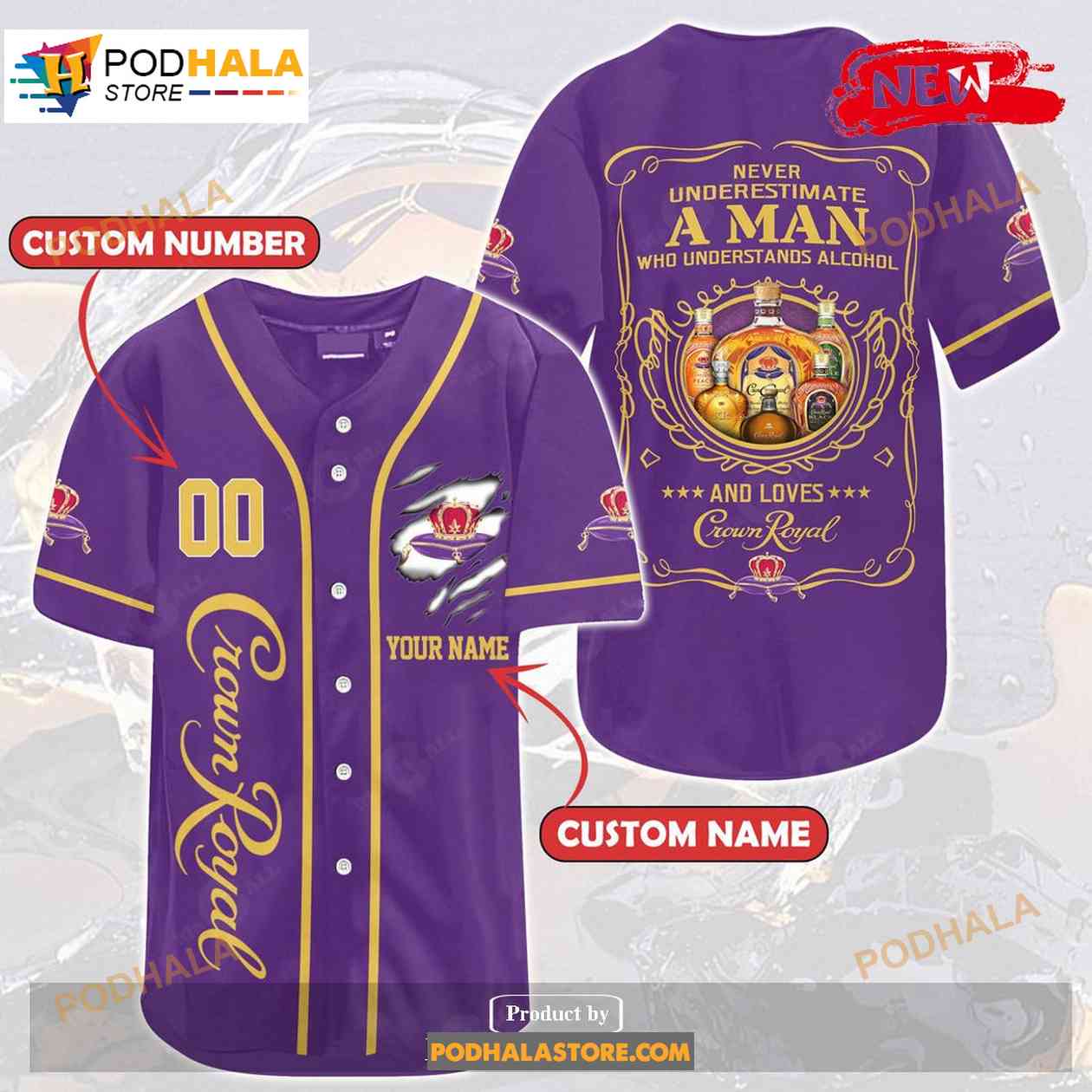 Personalized Crown Royal Never Underestimate A Man All Over Print 3d Unisex Baseball Jersey baseball jersey product view 1