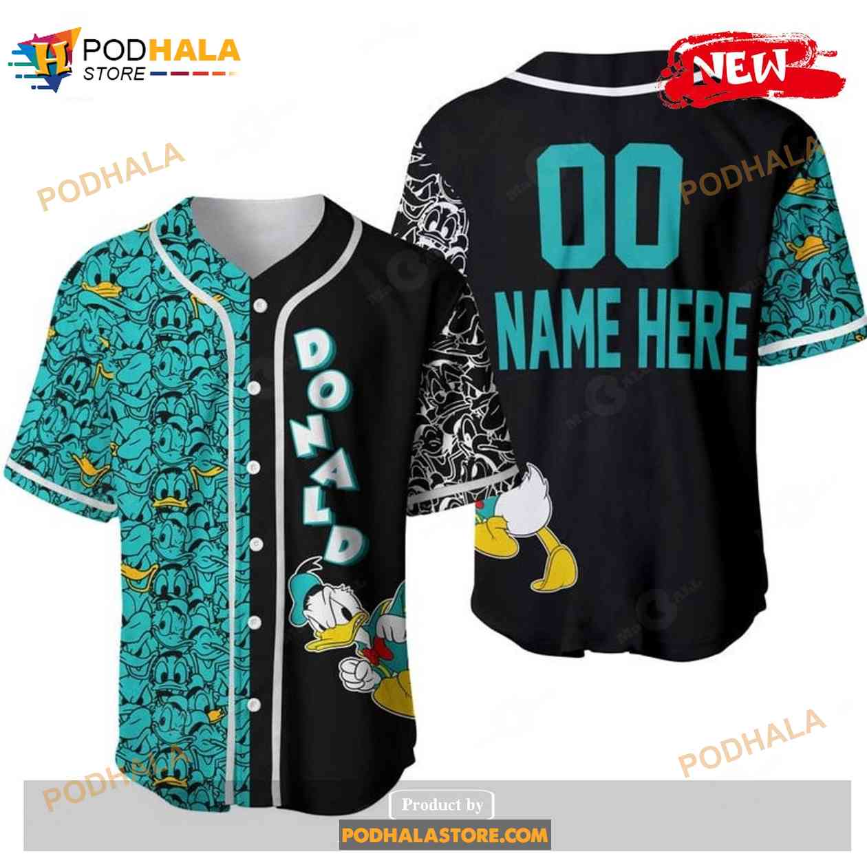 Personalized Donald Duck Pattern All Over Print Mix Color Baseball Jersey baseball jersey product view 1