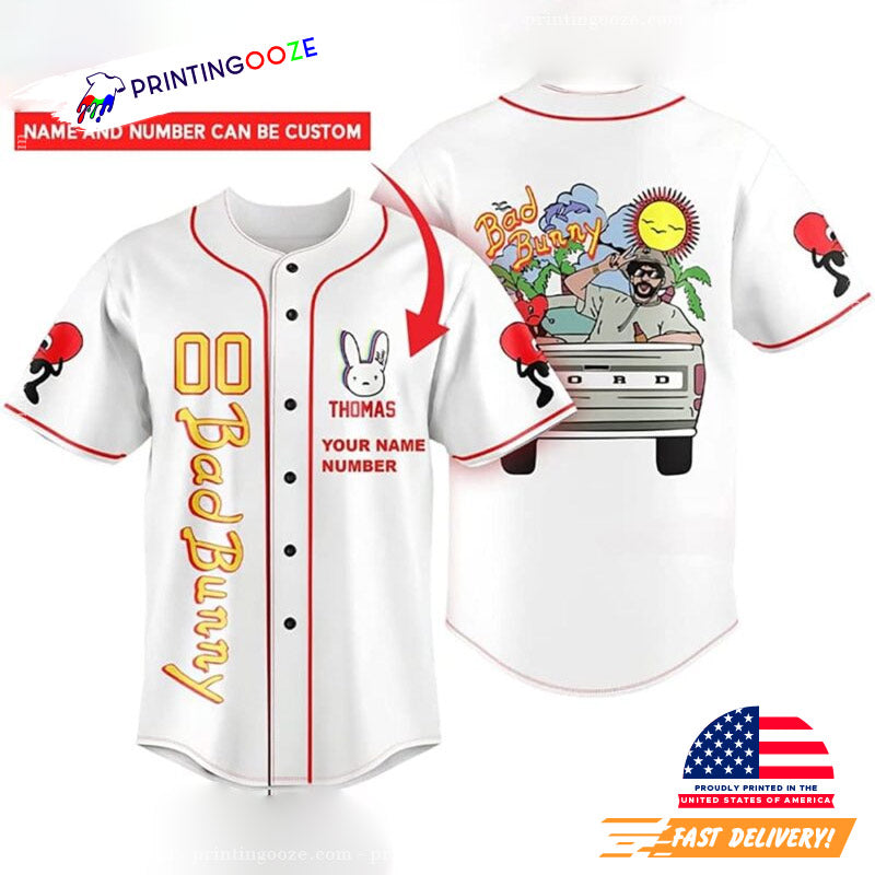 Personalized Exclusive Bad Bunny Baseball Jersey baseball jersey product view 1