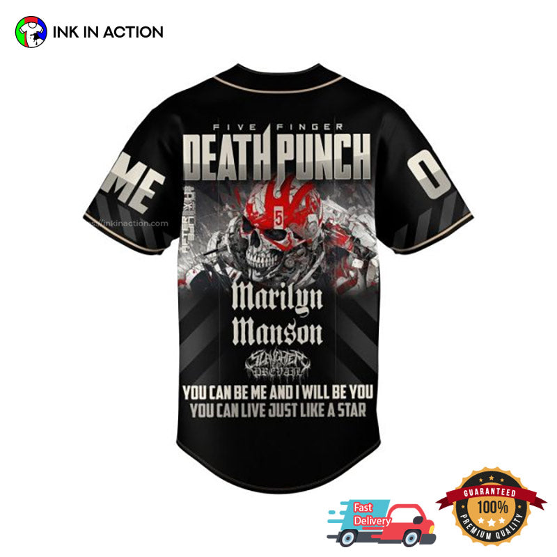 Personalized Five Finger Death Punch Marilyn Manson Black Baseball Jersey baseball jersey product view 2