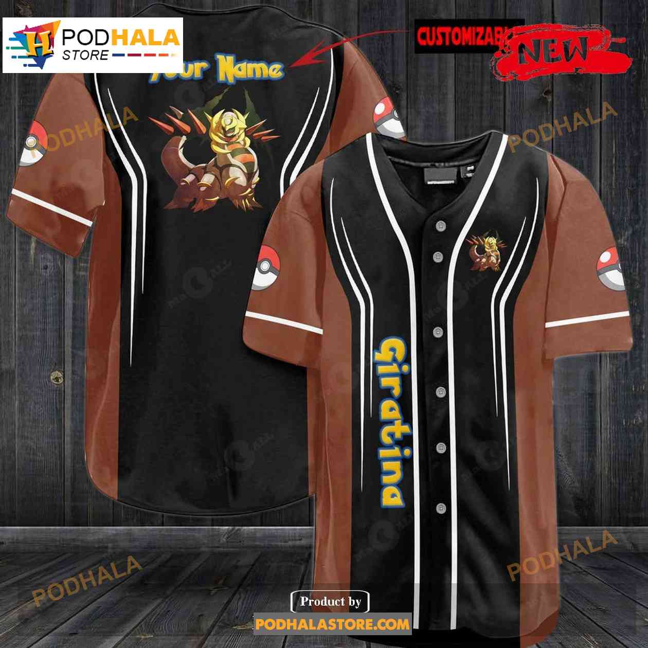 Personalized Giratina Mix Black Grey Design Baseball Jersey baseball jersey product view 1