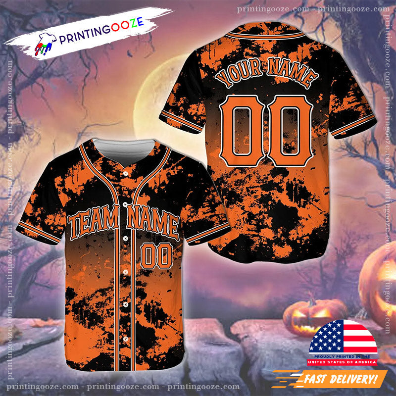 Personalized Halloween Spooky Vibes Baseball Jersey baseball jersey product view 1