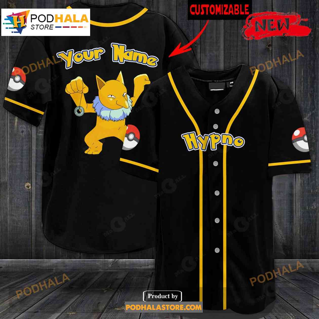 Personalized Hypno Black Baseball Jersey baseball jersey product view 1