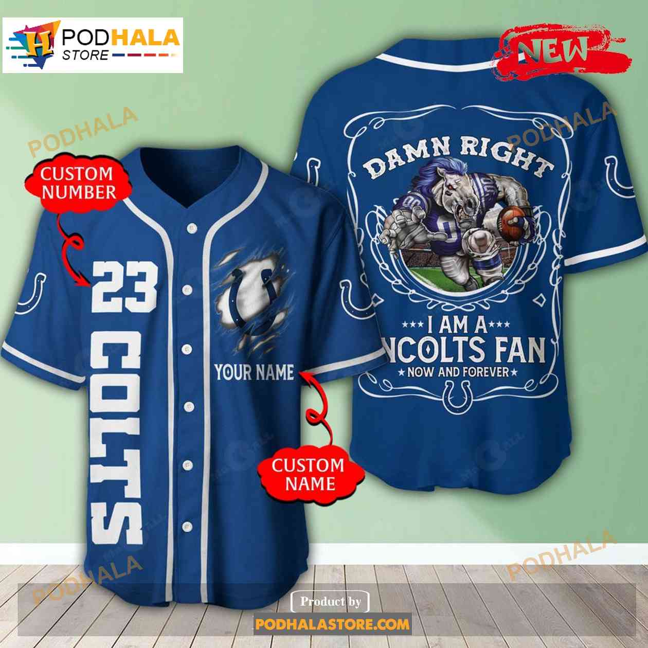 Personalized I Am A Indianapolis Colts Fan Now And Forever All Over Print 3d Navy Baseball Jersey baseball jersey product view 1