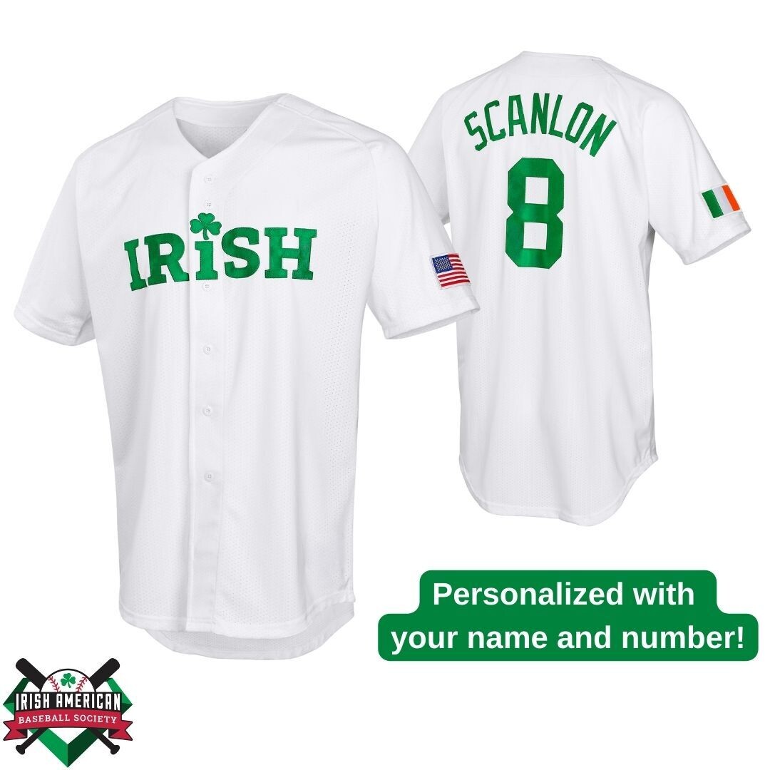 Personalized Irish Clover White Baseball Jersey baseball jersey product view 1