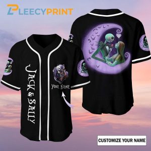 Personalized Jack And Saly Baseball Jersey, Custom Jack And Saly Couple, Nightmare Before Christmas Jersey baseball jersey product view 1