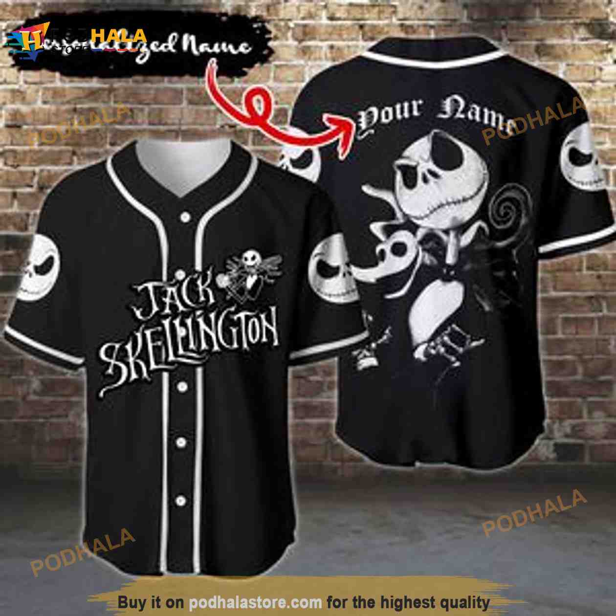 Personalized Jack Skellington Nightmare Before Christmas 3D Baseball Jersey baseball jersey product view 1