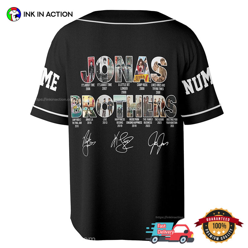 Personalized Jonas Brothers 20th Anniversary Tour Signatures Baseball Jersey baseball jersey product view 2