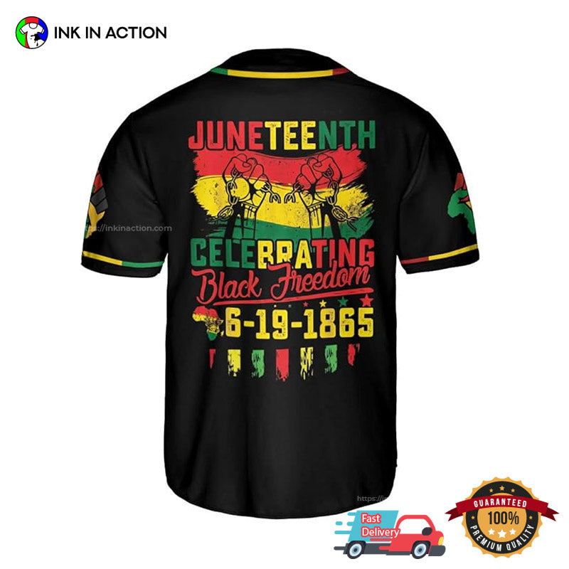 Personalized Juneteenth Breaking Every Chain Since 1865 Baseball Jersey baseball jersey product view 3