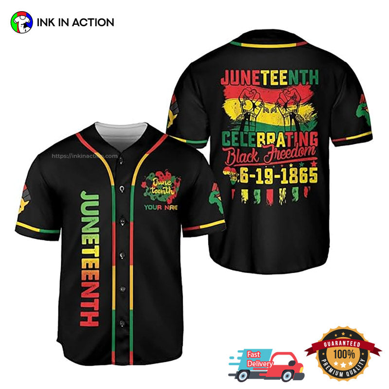 Personalized Juneteenth Breaking Every Chain Since 1865 Baseball Jersey baseball jersey product view 1