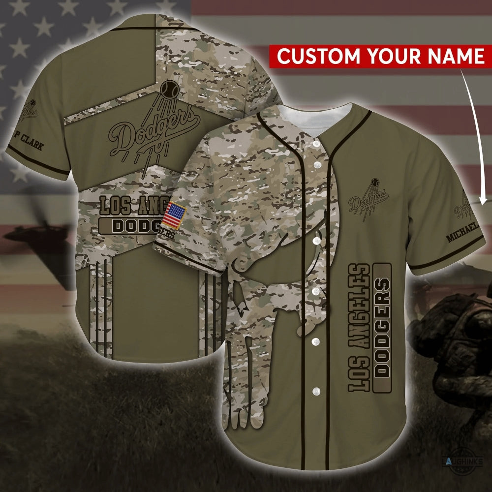 Personalized Los Angeles Dodgers Mlb Camo Baseball Jersey Shirt La Dodgers 2024 All Over Printed Military Uniform Shirts Mlb Shop Gift For Shohei Ohtani Fans baseball jersey product view 1