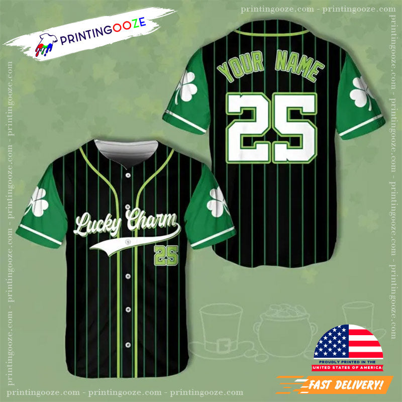 Personalized Lucky Charms St Patrick’s Day Baseball Jersey No. 1 baseball jersey product view 1
