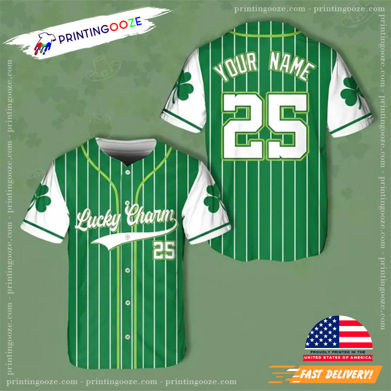 Personalized Lucky Charms St Patrick’s Day Baseball Jersey No. 3 baseball jersey product view 1