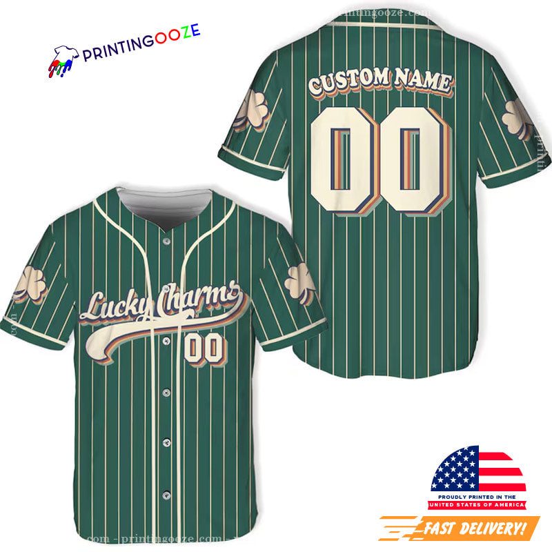 Personalized Lucky Charms St Patrick’s Day Baseball Jersey baseball jersey product view 1