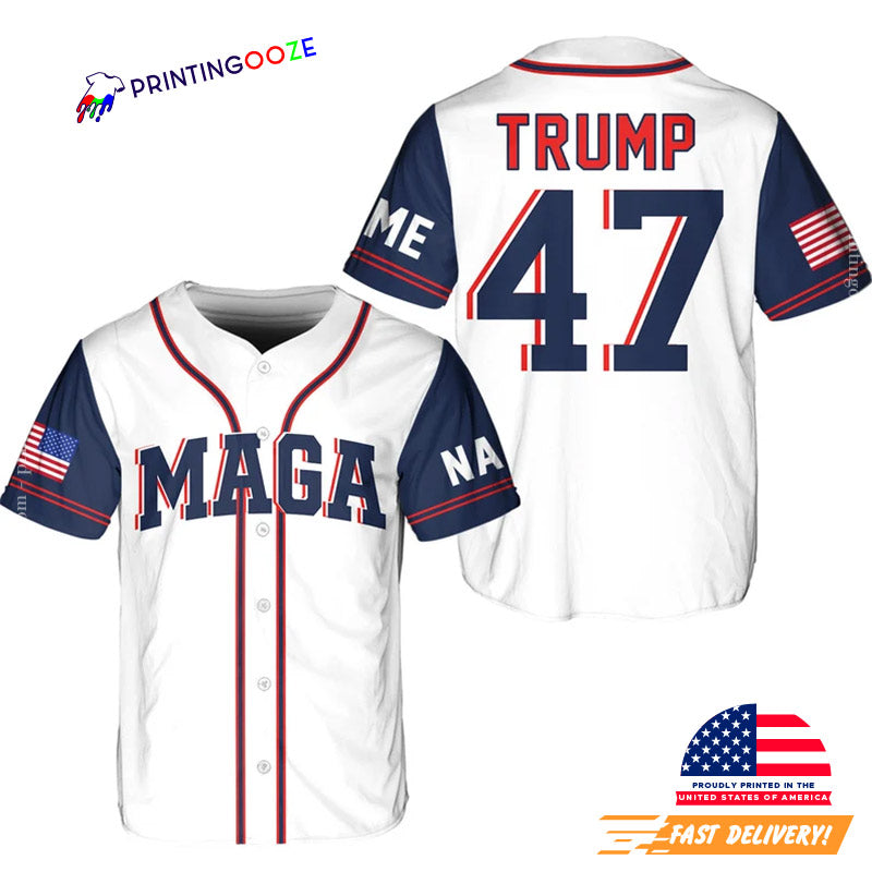 Personalized MAGA Trump Support Baseball Jersey baseball jersey product view 2