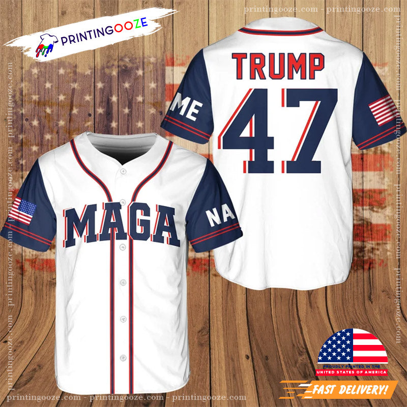 Personalized MAGA Trump Support Baseball Jersey baseball jersey product view 1